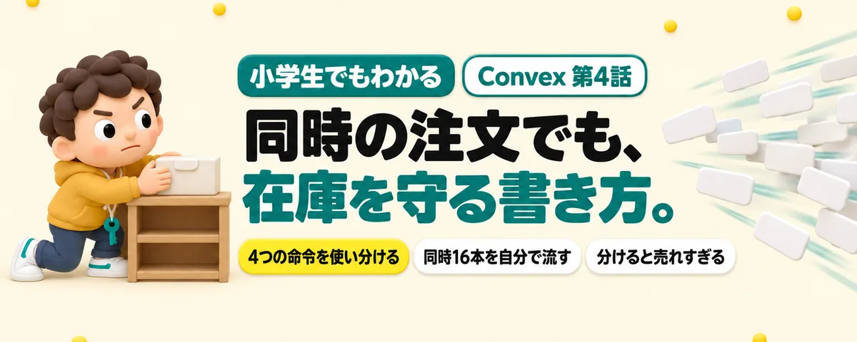 Convex 第4話 Convexの4つの命令の使い分け！同時16本の注文で、在庫1個が守られる形と売れすぎる形