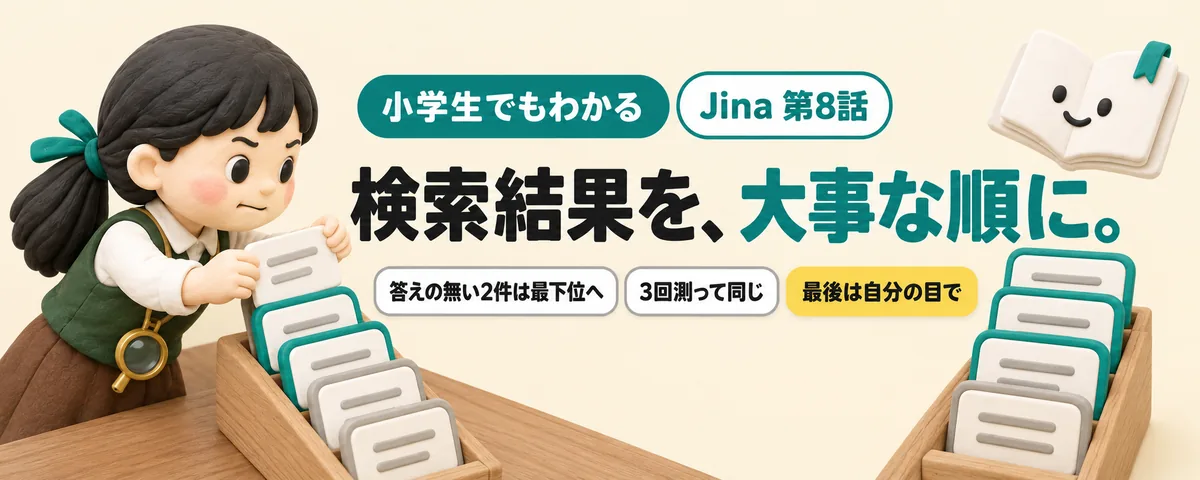 Jina 第8話 検索結果を「大事な順」に並べ直す!Jinaのリランカーで答え合わせ