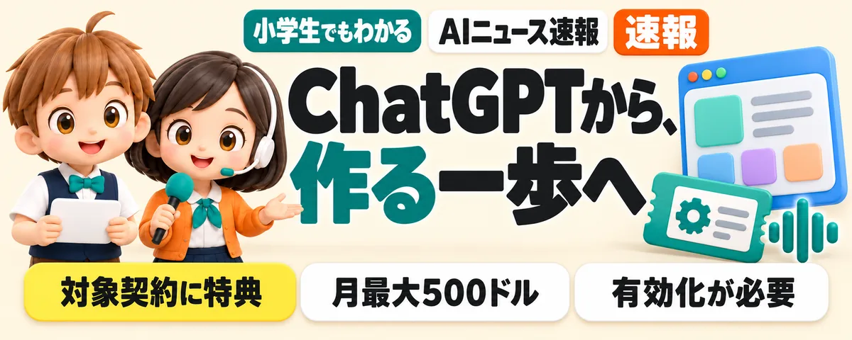 ChatGPT加入者に、月最大500ドルの開発特典のカバー