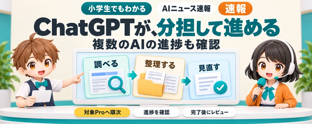 ChatGPTが、分担して進める。複数AIの進捗も確認のカバー