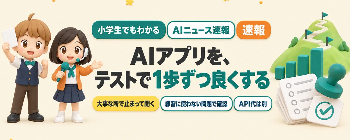 Claude Codeが、AIアプリの「テスト作り」と「1歩ずつ改良」を手伝うのカバー