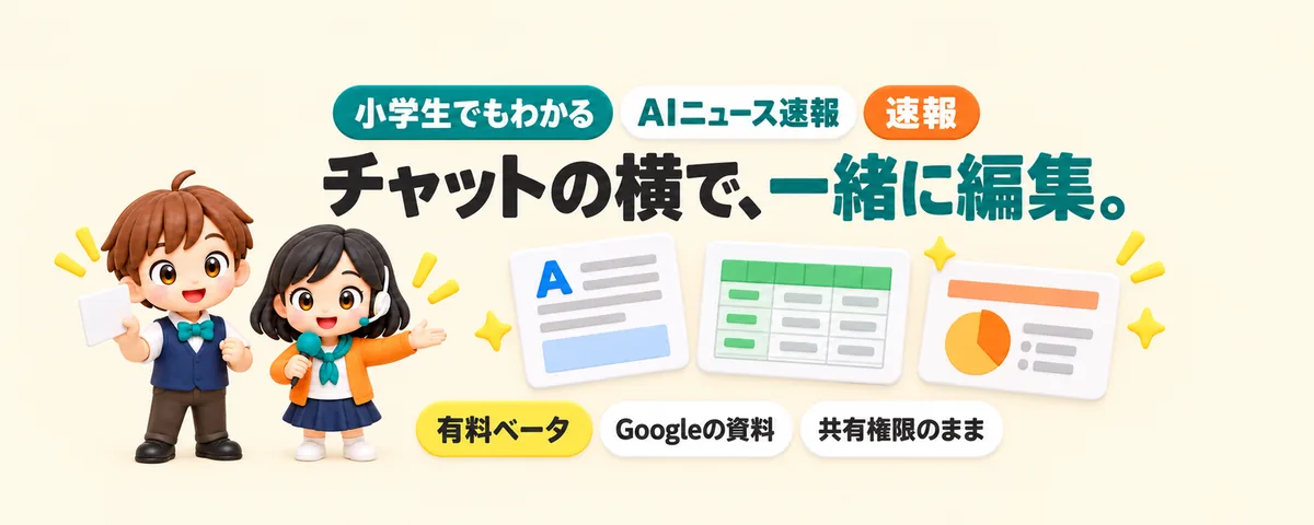 Claudeの横にGoogleの資料。一緒に編集へのカバー