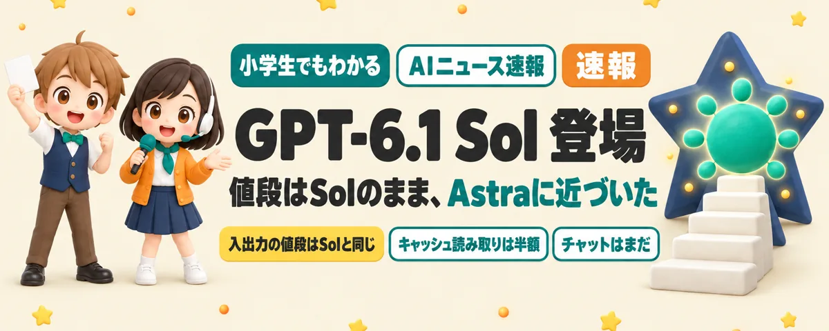 「GPT-6.1 Sol」登場。値段はSolのまま、いちばん賢いAstraに近づいたのカバー