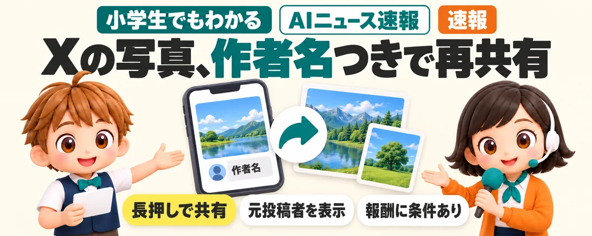 Xの写真、作者名つきで再共有。報酬も双方へのカバー