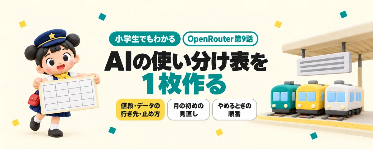 OpenRouter 第9話 AIの使い分け表を作る!用事別に選ぶAIと、OpenRouterの見直し方