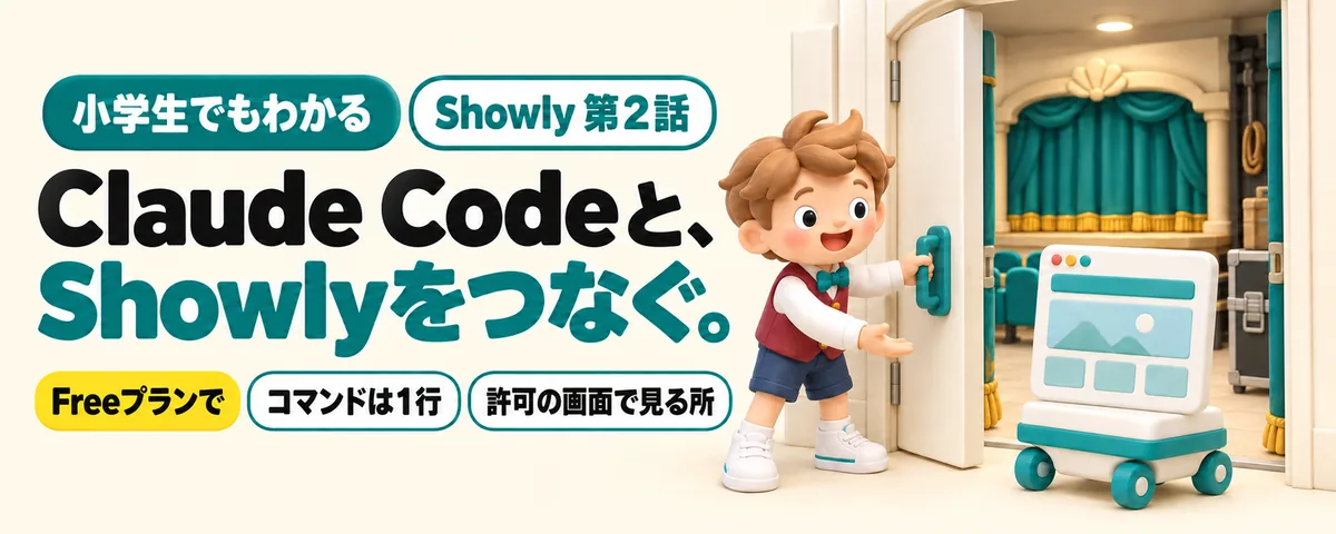 Showly 第2話 ShowlyとClaude Codeをつなぐ日!登録・1行のコマンド・許可の画面で見るところ