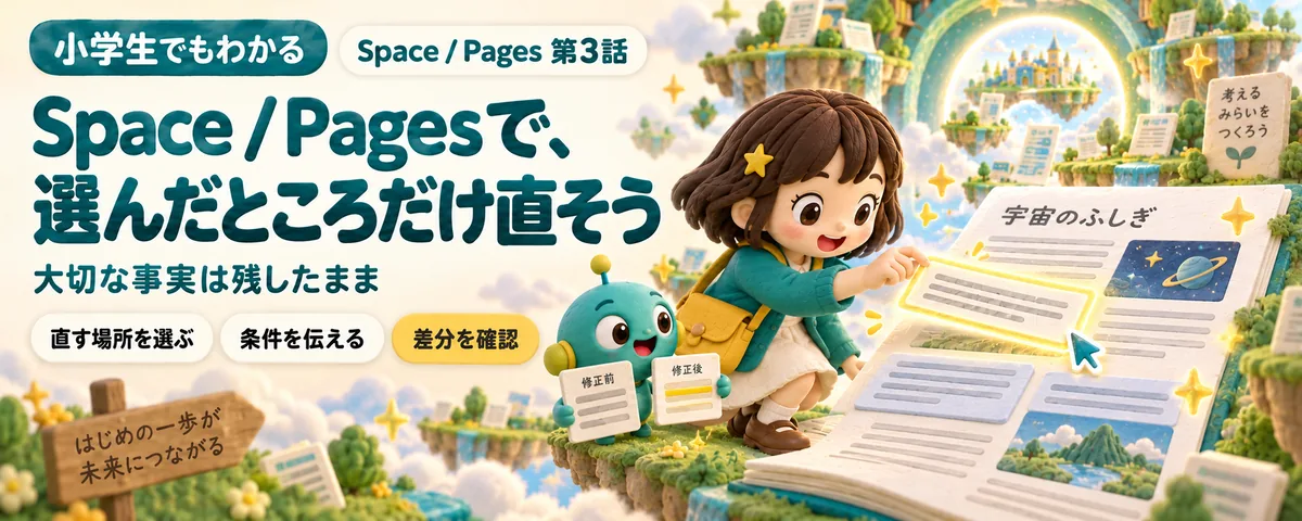 ChatGPT Space / Pages 第3話 ChatGPT Pagesで文章の一部を直す!始め方ガイド