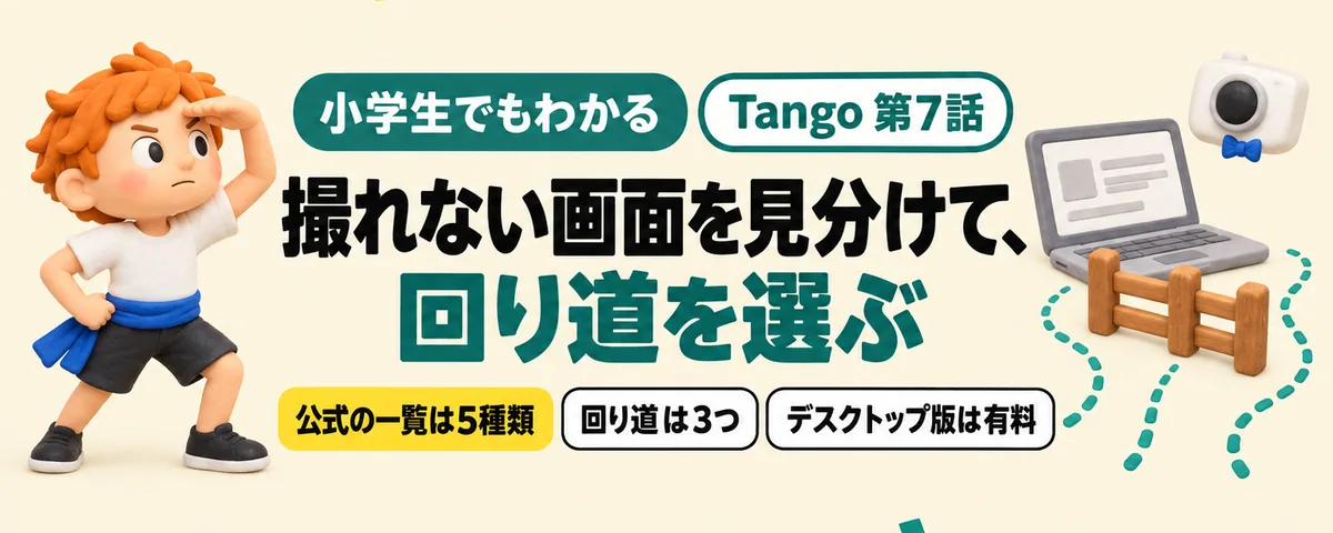 撮れない画面と回り道のカバー