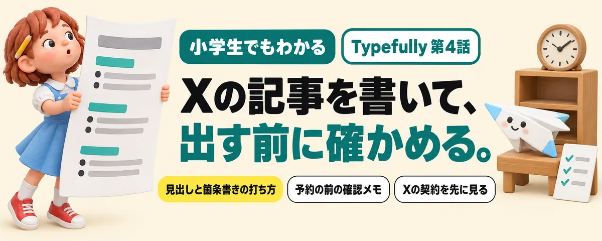 Typefully 第4話 TypefullyでXの記事を書く!見出しと箇条書きの書き方と、予約の前に確かめること