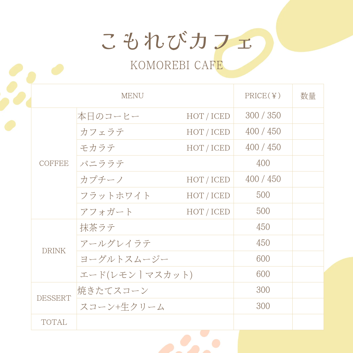 無料の型を開いて、店名を変える。クリックで拡大